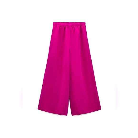 ZARA Linen Blend Wide Leg Pants - Picture 1 of 2